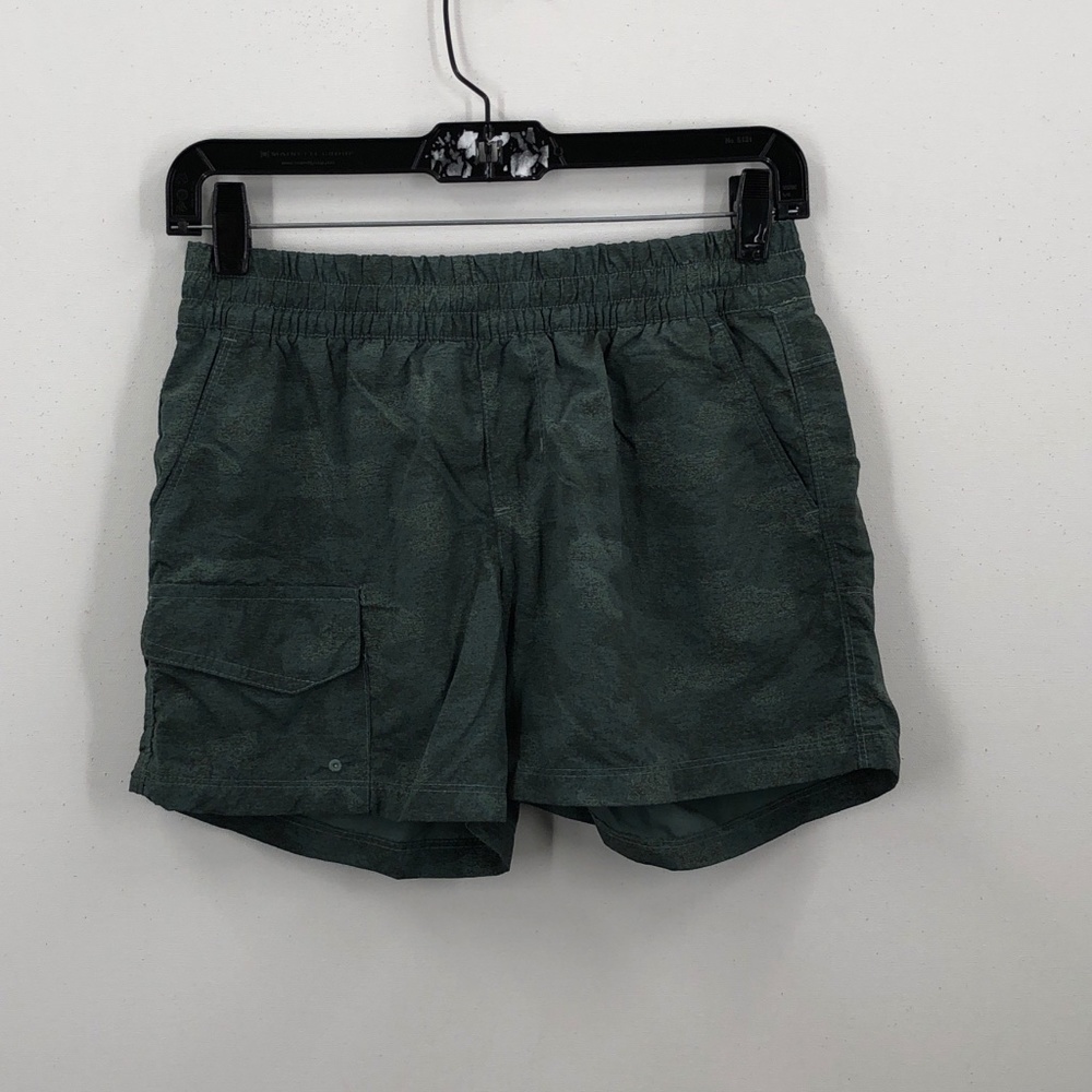 Columbia Boys Green Camouflage Elastic Waist Pull On Cargo Shorts Size Small